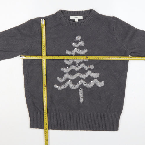 Marks & Spencer Women Black S Christmas Tree Sequin Knit Jumper