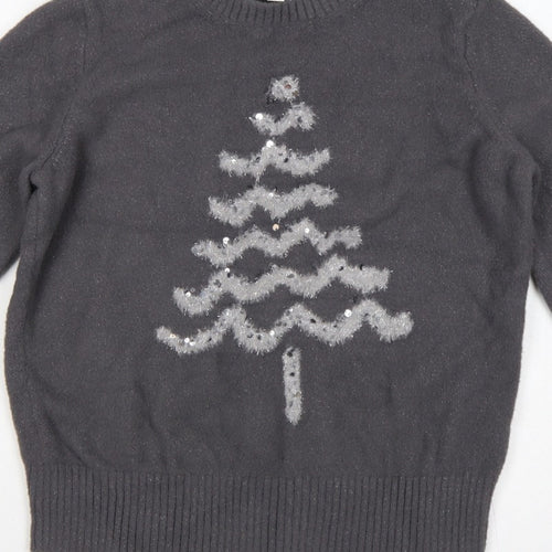 Marks & Spencer Women Black S Christmas Tree Sequin Knit Jumper