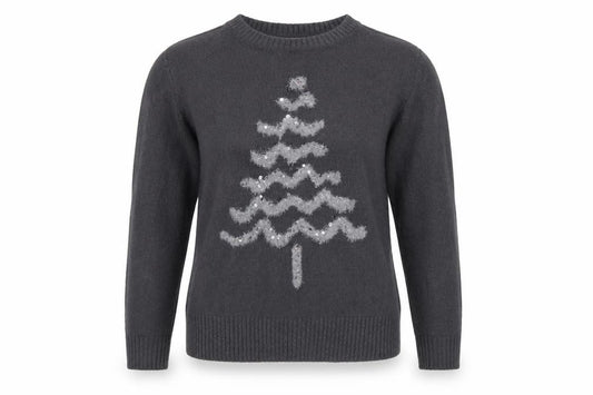 Marks & Spencer Women Black S Christmas Tree Sequin Knit Jumper