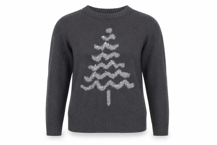 Marks & Spencer Women Black S Christmas Tree Sequin Knit Jumper