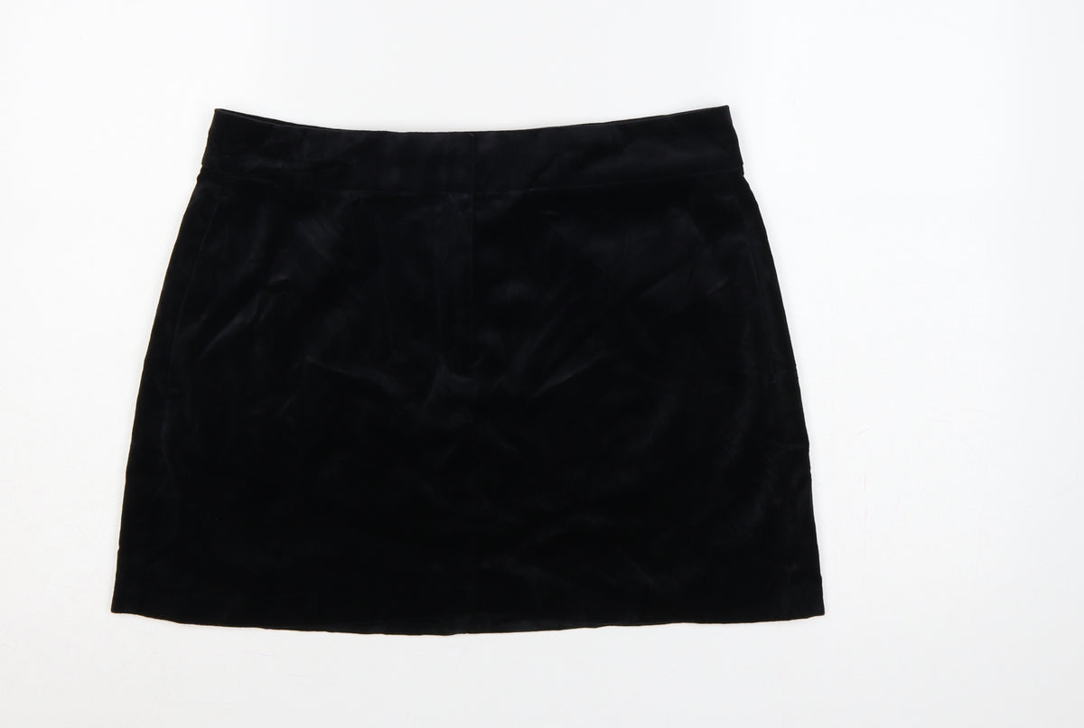 Marks & Spencer Women’s Black UK 14 Velvet Mini Straight Pencil Skirt