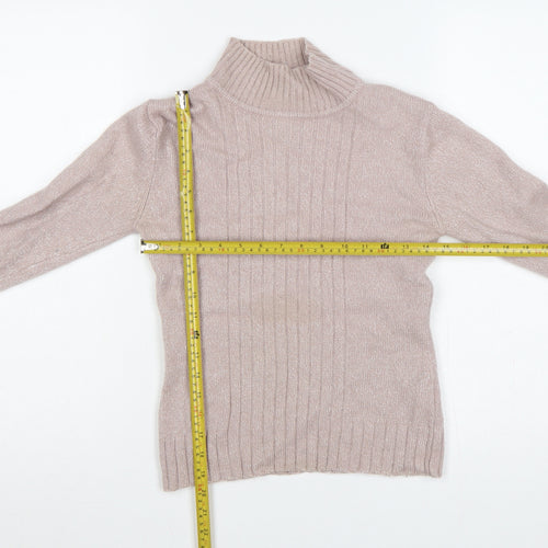 Principles Women Beige Wool Blend Roll Neck Ribbed Jumper UK 10