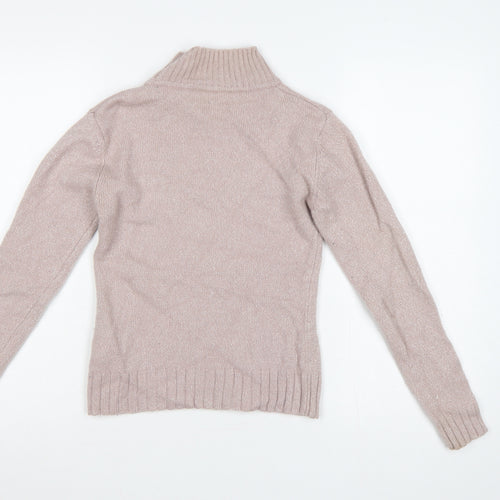 Principles Women Beige Wool Blend Roll Neck Ribbed Jumper UK 10