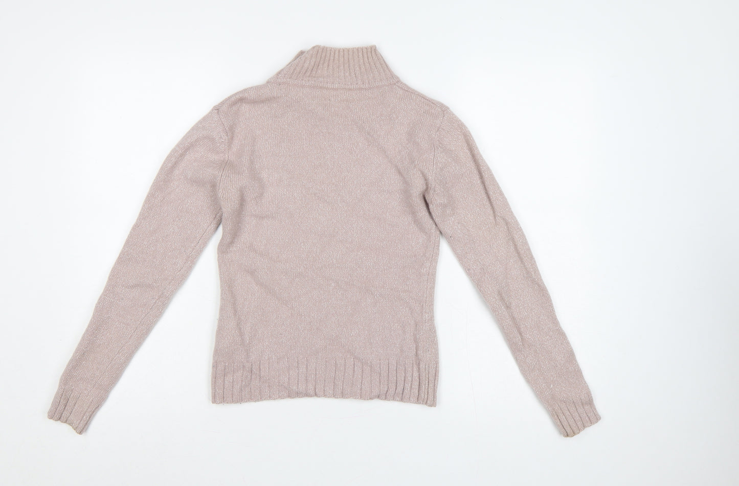 Principles Women Beige Wool Blend Roll Neck Ribbed Jumper UK 10