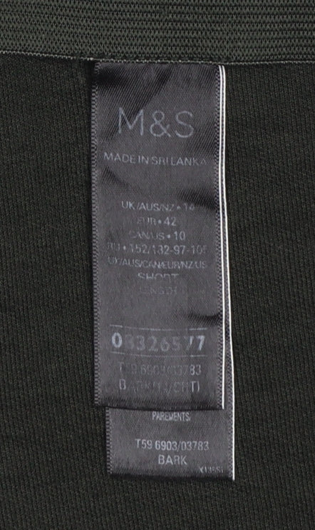 M&S Women’s Green UK 14 High Rise Straight Pull-On Dress Trousers