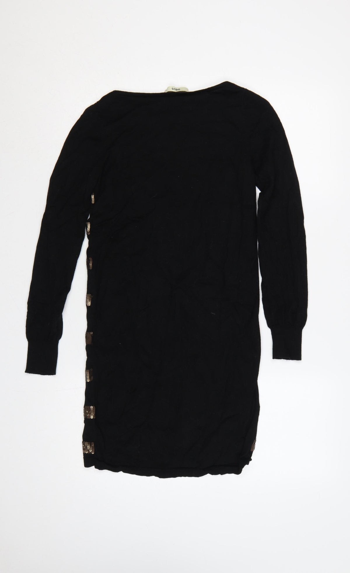 Oasis Women Black Gold Sequin Striped Bodycon Knit Jumper Dress XS