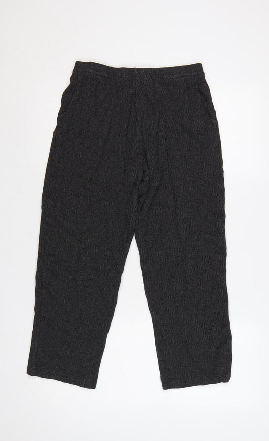 Marks and Spencer Women Grey UK 8 Tapered Herringbone Trousers