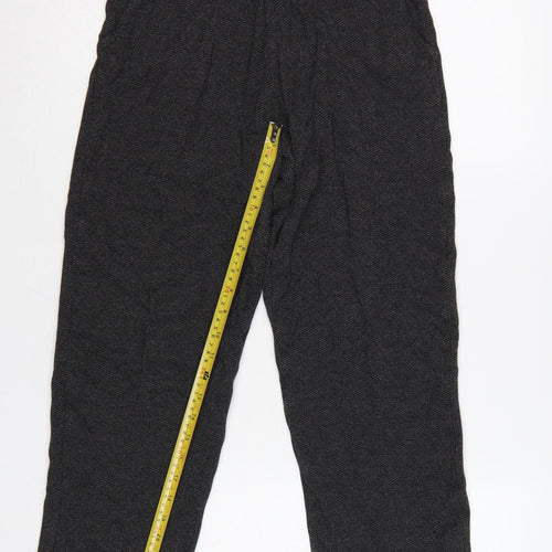 Marks and Spencer Women Grey UK 8 Tapered Herringbone Trousers