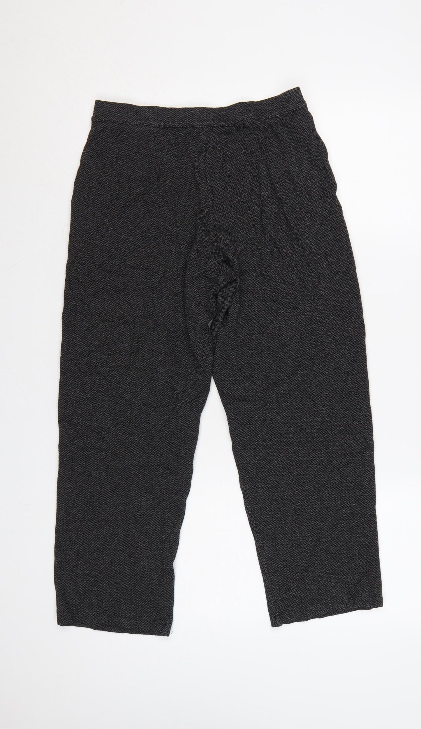 Marks and Spencer Women Grey UK 8 Tapered Herringbone Trousers
