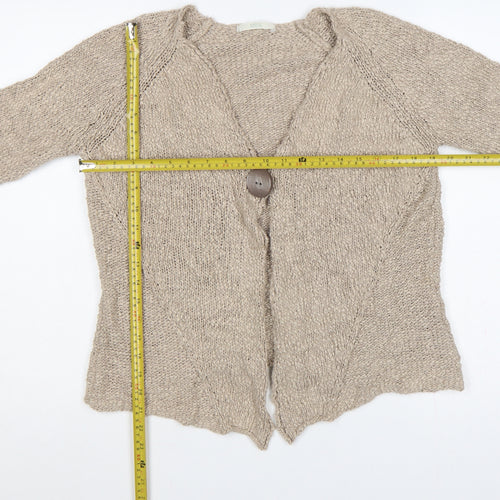 Marks and Spencer Women Beige UK 16 Linen Blend Knit Button Cardigan