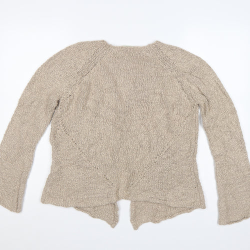 Marks and Spencer Women Beige UK 16 Linen Blend Knit Button Cardigan