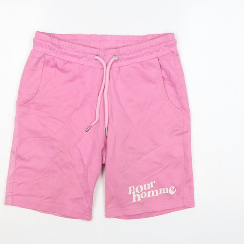 boohooMAN Men’s Pink M Mesh Drawstring Sweat Shorts Pour Homme