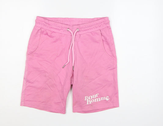 boohooMAN Men’s Pink M Mesh Drawstring Sweat Shorts Pour Homme