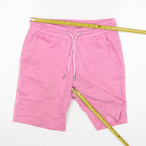 boohooMAN Men’s Pink M Mesh Drawstring Sweat Shorts Pour Homme