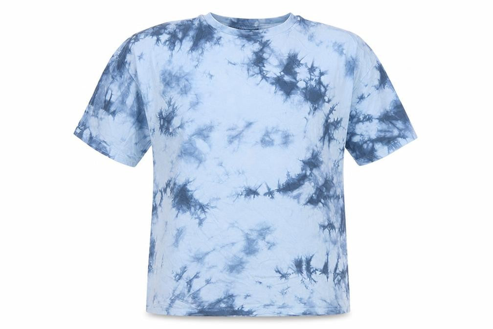 Front view of ASOS DESIGN Women Blue UK 10 Basic Tie Dye Cotton T-Shirt