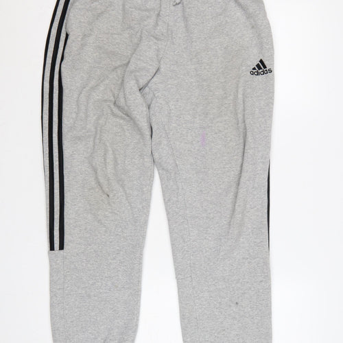 Adidas Men’s Grey M 3 Stripe Logo Cuffed Jogger Sweatpants