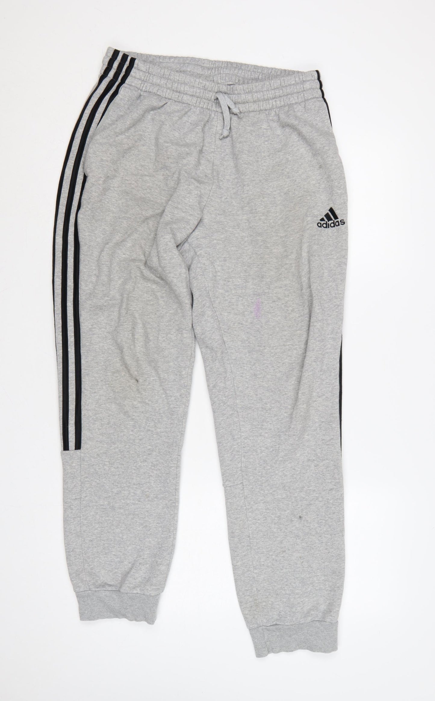 Adidas Men’s Grey M 3 Stripe Logo Cuffed Jogger Sweatpants