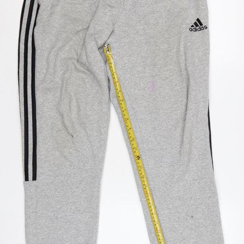 Adidas Men’s Grey M 3 Stripe Logo Cuffed Jogger Sweatpants