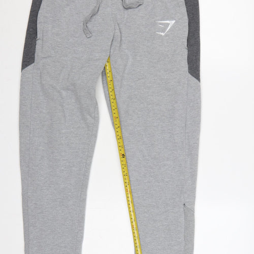 Gymshark Men’s Grey L Jogger Sweatpants Tapered Logo Zip Ankle
