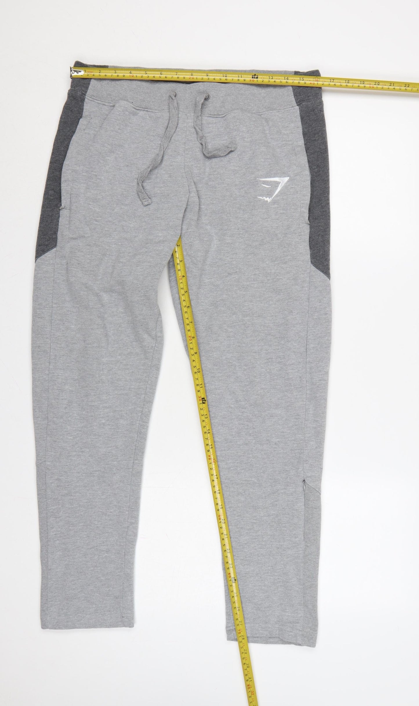 Gymshark Men’s Grey L Jogger Sweatpants Tapered Logo Zip Ankle
