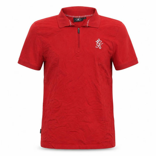 Gym King Men’s Red S Cotton 1/4 Zip Embroidered Logo Polo Shirt