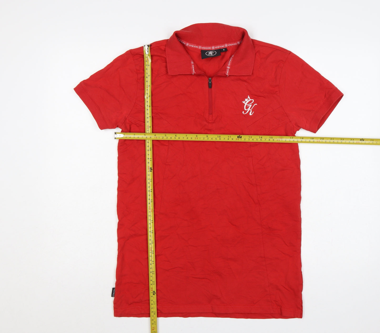 Gym King Men’s Red S Cotton 1/4 Zip Embroidered Logo Polo Shirt