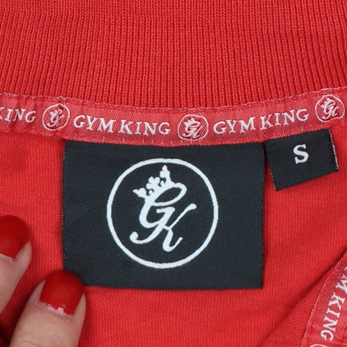 Gym King Men’s Red S Cotton 1/4 Zip Embroidered Logo Polo Shirt