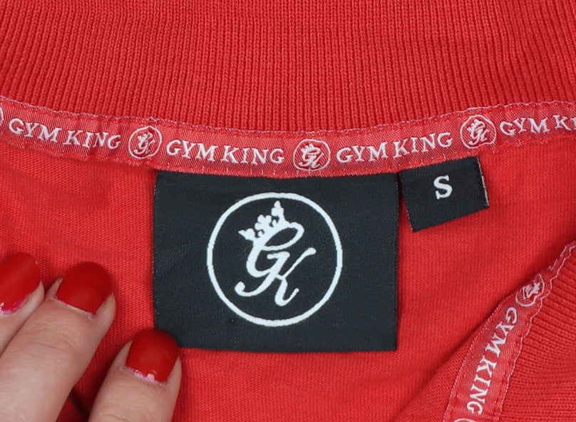 Gym King Men’s Red S Cotton 1/4 Zip Embroidered Logo Polo Shirt