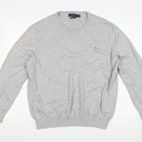 Polo Ralph Lauren Men Grey 2XL Pima Cotton Logo Crew Neck Jumper