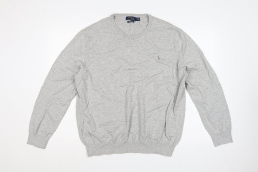 Polo Ralph Lauren Men Grey 2XL Pima Cotton Logo Crew Neck Jumper