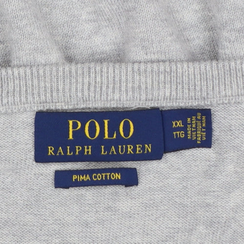 Polo Ralph Lauren Men Grey 2XL Pima Cotton Logo Crew Neck Jumper