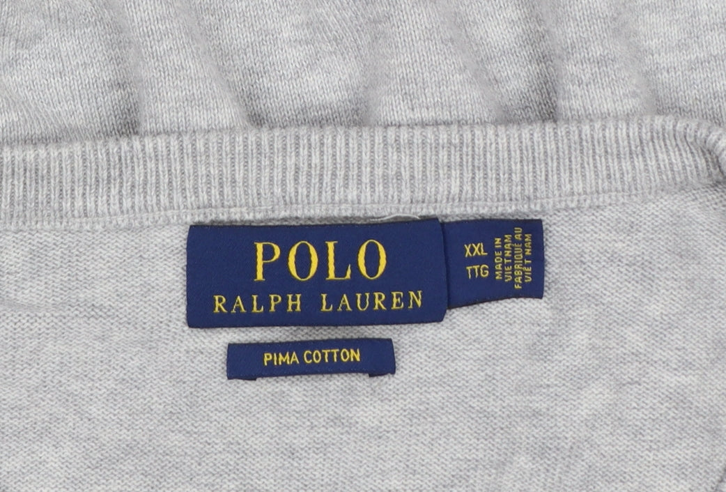 Polo Ralph Lauren Men Grey 2XL Pima Cotton Logo Crew Neck Jumper