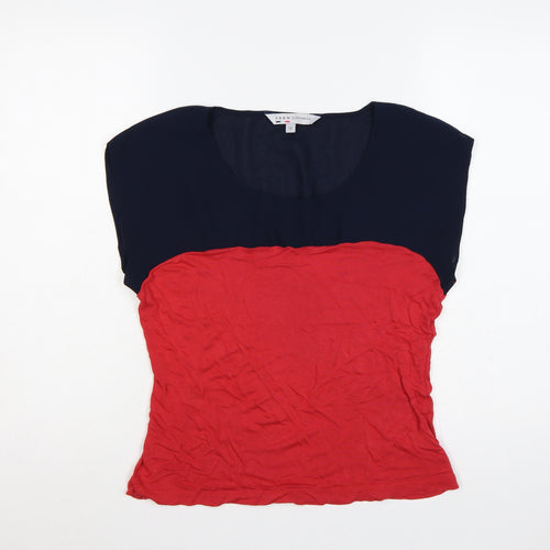 Crew Clothing Co. Women’s Red Navy Colourblock Scoop Neck T-Shirt UK 12