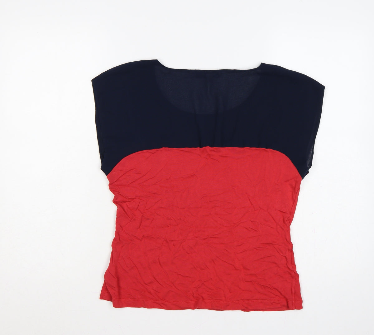 Crew Clothing Co. Women’s Red Navy Colourblock Scoop Neck T-Shirt UK 12
