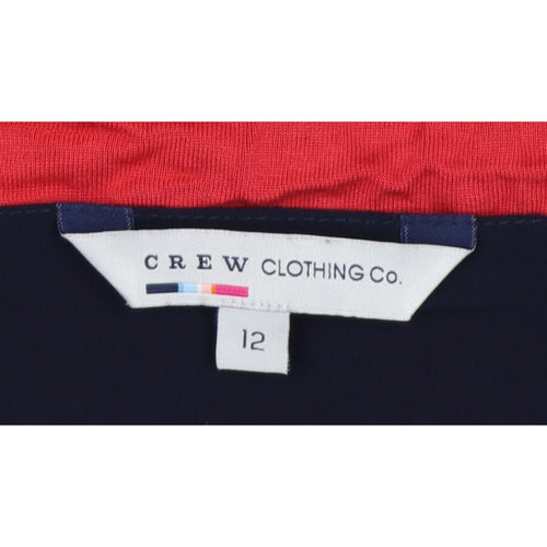 Crew Clothing Co. Women’s Red Navy Colourblock Scoop Neck T-Shirt UK 12