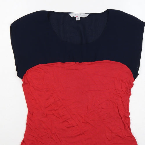 Crew Clothing Co. Women’s Red Navy Colourblock Scoop Neck T-Shirt UK 12