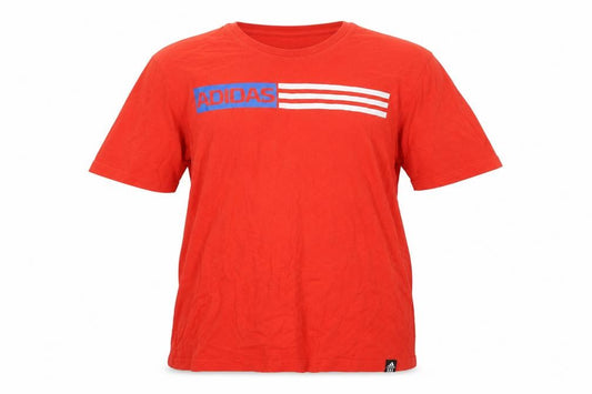 Adidas Men's Red L Logo Graphic Crew Neck Cotton T-Shirt