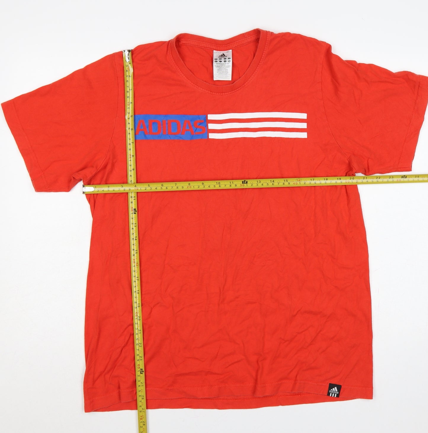 Adidas Men's Red L Logo Graphic Crew Neck Cotton T-Shirt