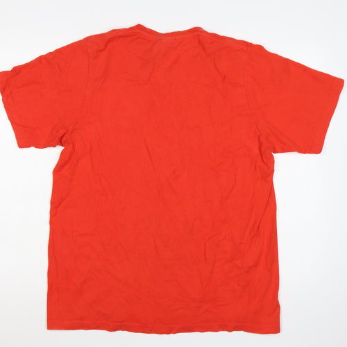 Adidas Men's Red L Logo Graphic Crew Neck Cotton T-Shirt