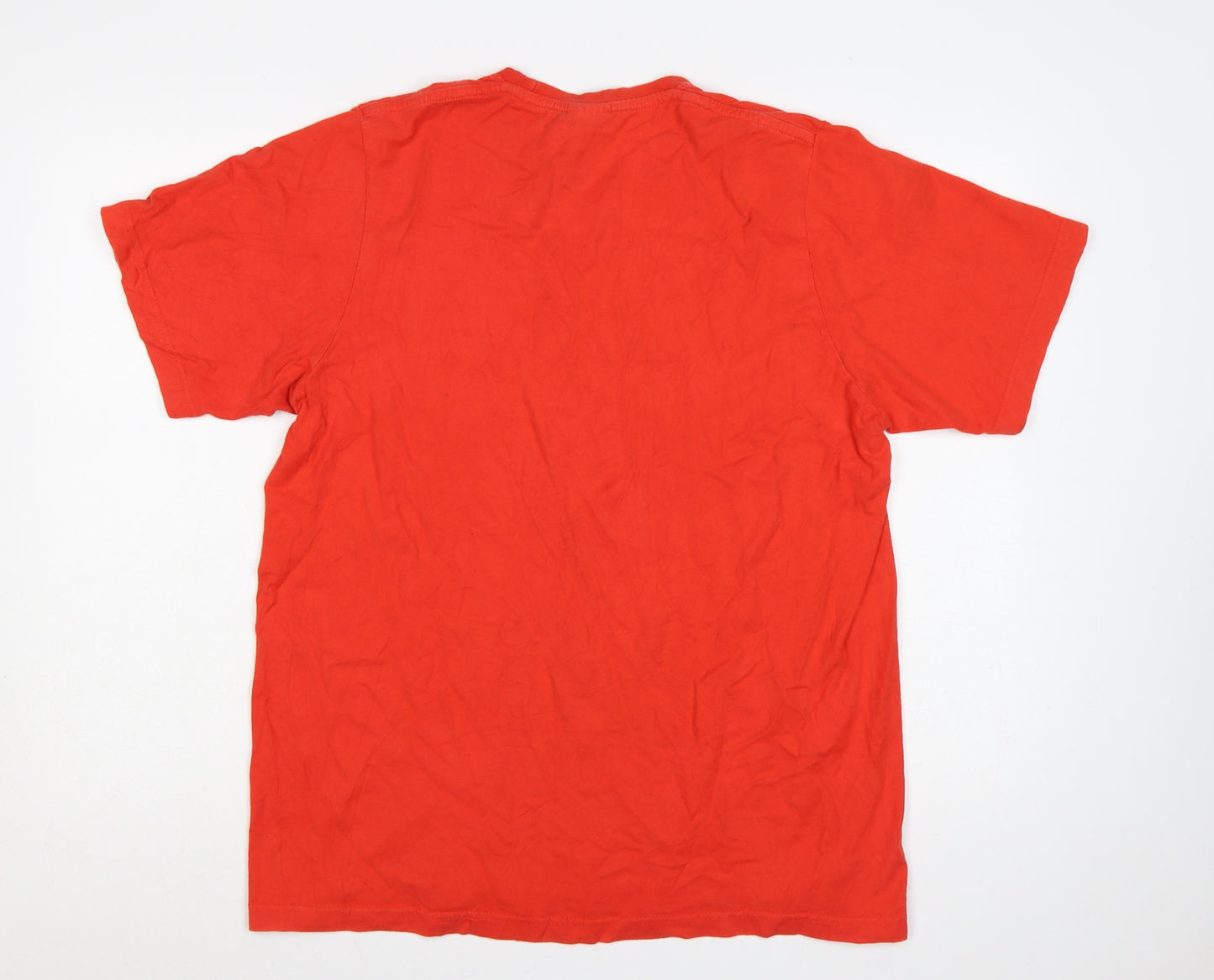Adidas Men's Red L Logo Graphic Crew Neck Cotton T-Shirt