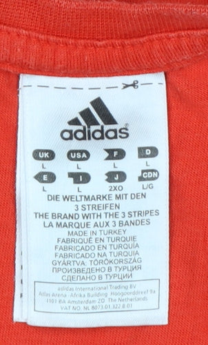 Adidas Men's Red L Logo Graphic Crew Neck Cotton T-Shirt