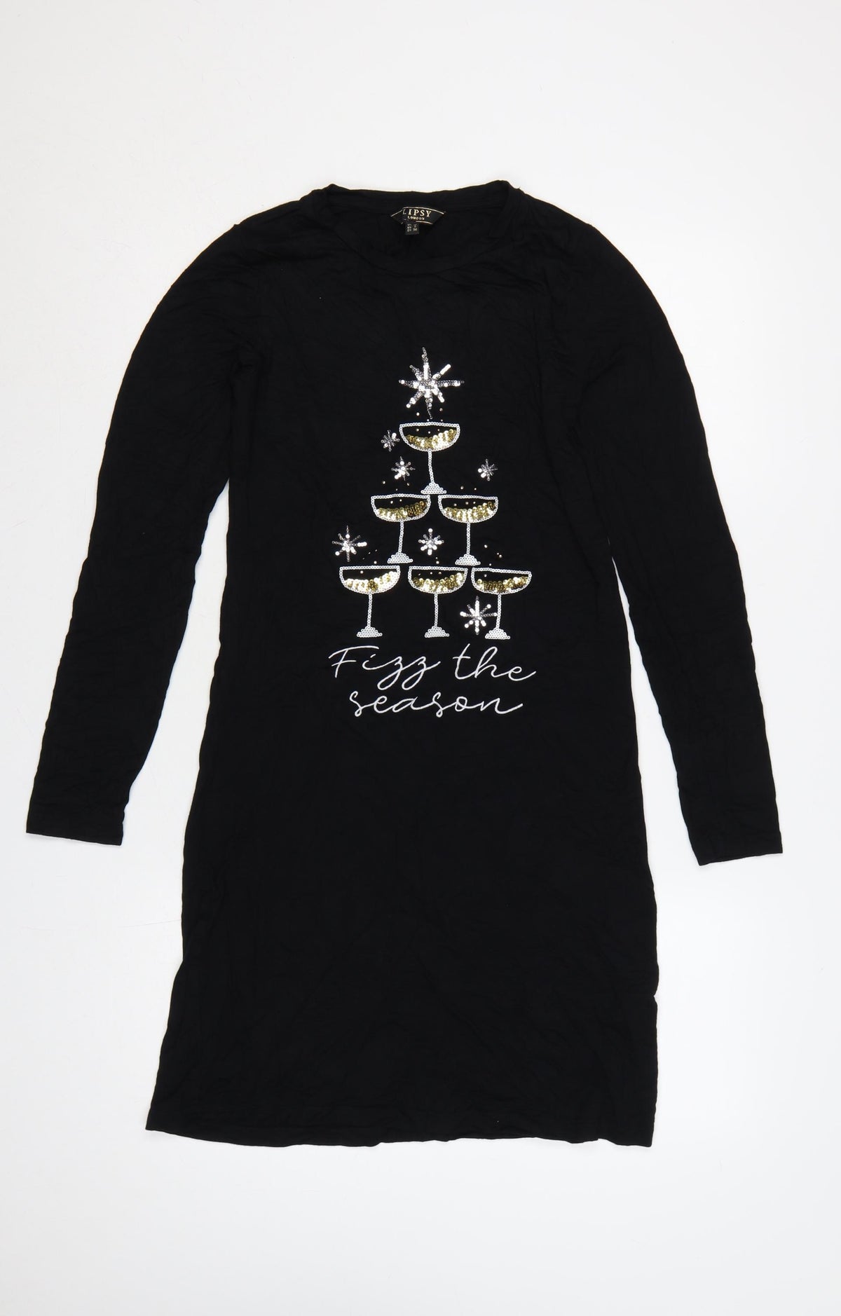 Lipsy London Women’s Black UK 10 Knee Length Jumper Dress Christmas