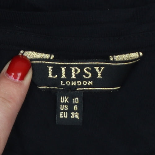 Lipsy London Women’s Black UK 10 Knee Length Jumper Dress Christmas