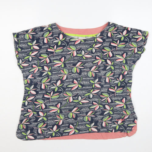 Weird Fish Women’s Multicoloured Floral Cotton Cap Sleeve T-Shirt Size 20