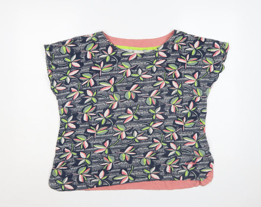 Weird Fish Women’s Multicoloured Floral Cotton Cap Sleeve T-Shirt Size 20
