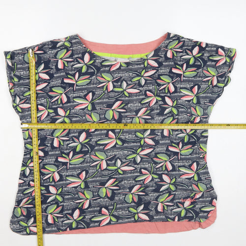 Weird Fish Women’s Multicoloured Floral Cotton Cap Sleeve T-Shirt Size 20