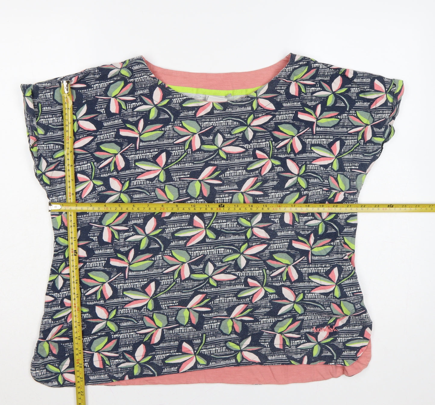 Weird Fish Women’s Multicoloured Floral Cotton Cap Sleeve T-Shirt Size 20