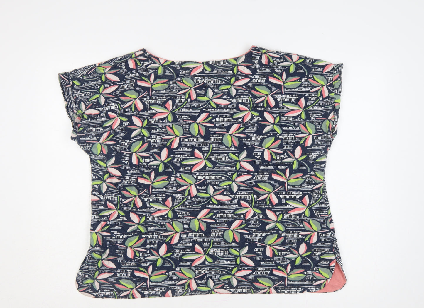 Weird Fish Women’s Multicoloured Floral Cotton Cap Sleeve T-Shirt Size 20
