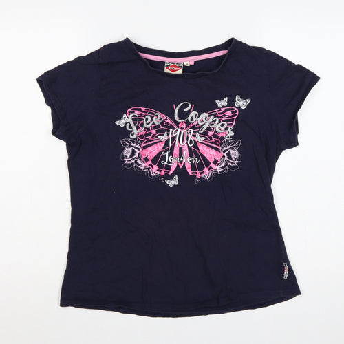 Lee Cooper Women’s Blue Size 18 Butterfly Glitter Cap Sleeve T-Shirt