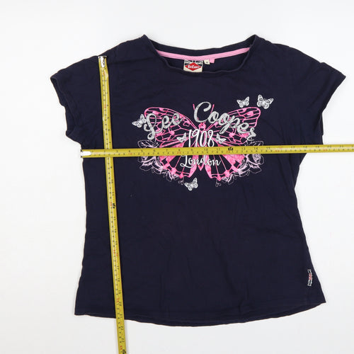 Lee Cooper Women’s Blue Size 18 Butterfly Glitter Cap Sleeve T-Shirt